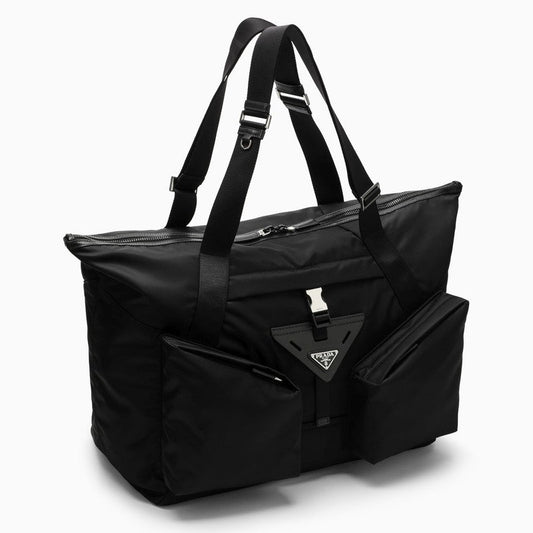 Prada Re-Nylon And Black Leather Travel Bag Men