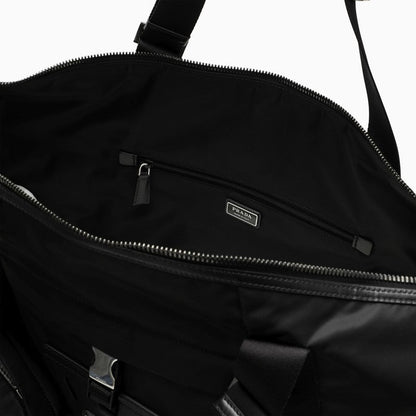 Prada Re-Nylon And Black Leather Travel Bag Men