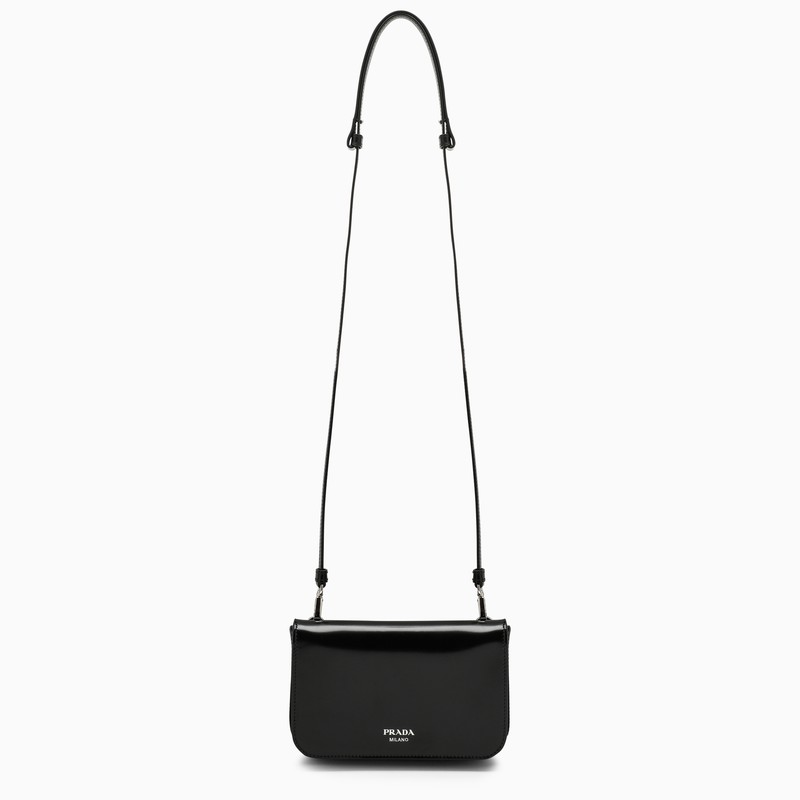 Prada Black Brushed Leather Shoulder Bag Men