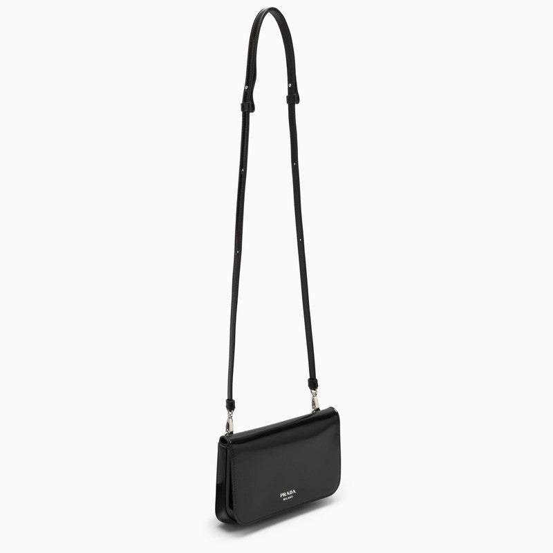 Prada Black Brushed Leather Shoulder Bag Men