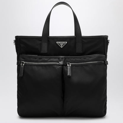 Prada Black Re-Nylon And Saffiano Shopping Bag Men