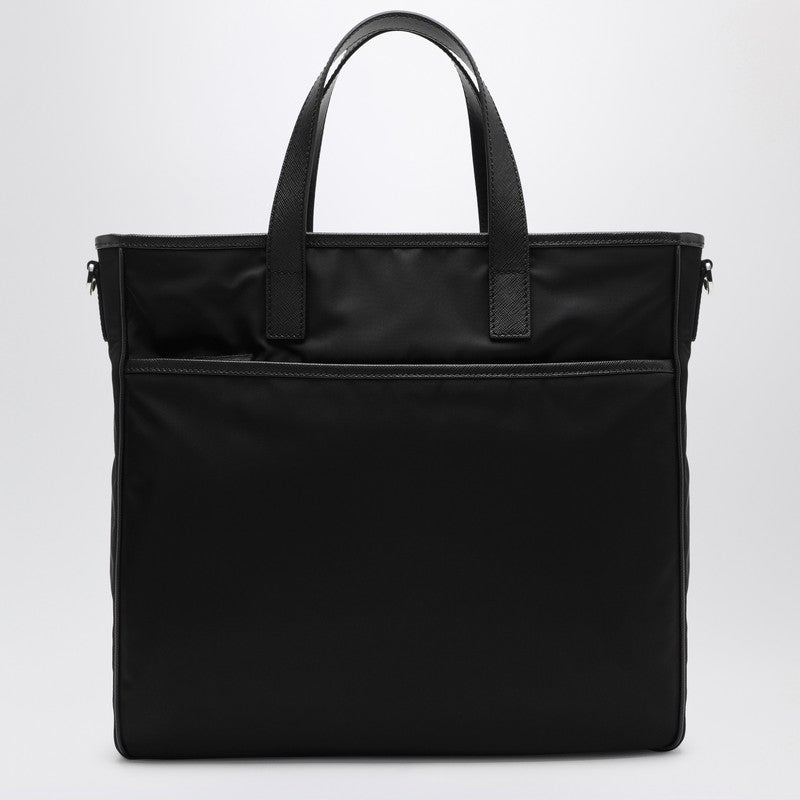 Prada Black Re-Nylon And Saffiano Shopping Bag Men