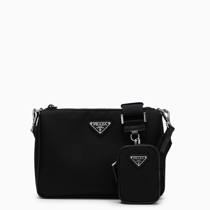 Prada Black Cross-Body Bag In Re-Nylon And Saffiano Leather Men