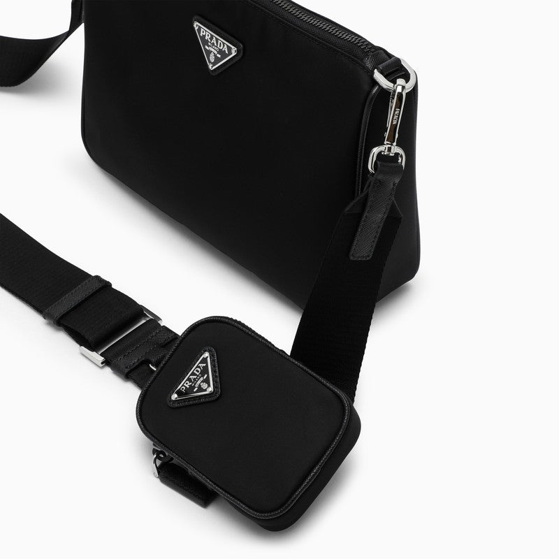 Prada Black Cross-Body Bag In Re-Nylon And Saffiano Leather Men