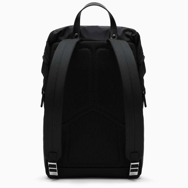 Prada Black Nylon Backpack With Snap Closure Men