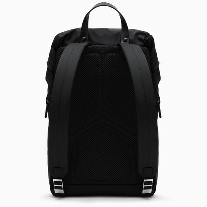 Prada Black Nylon Backpack With Snap Closure Men