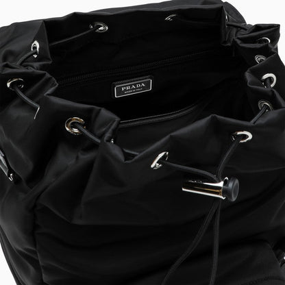 Prada Black Nylon Backpack With Snap Closure Men