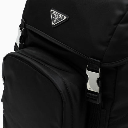 Prada Black Nylon Backpack With Snap Closure Men