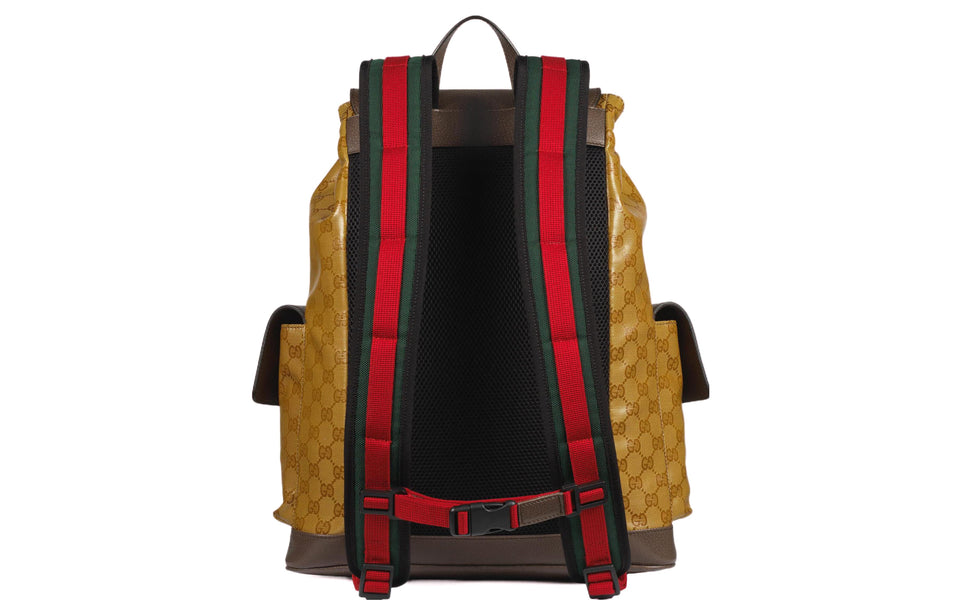 GUCCI x adidas Logo backpack schoolbag Brown Yellow 22 495563-UVSHT-7269