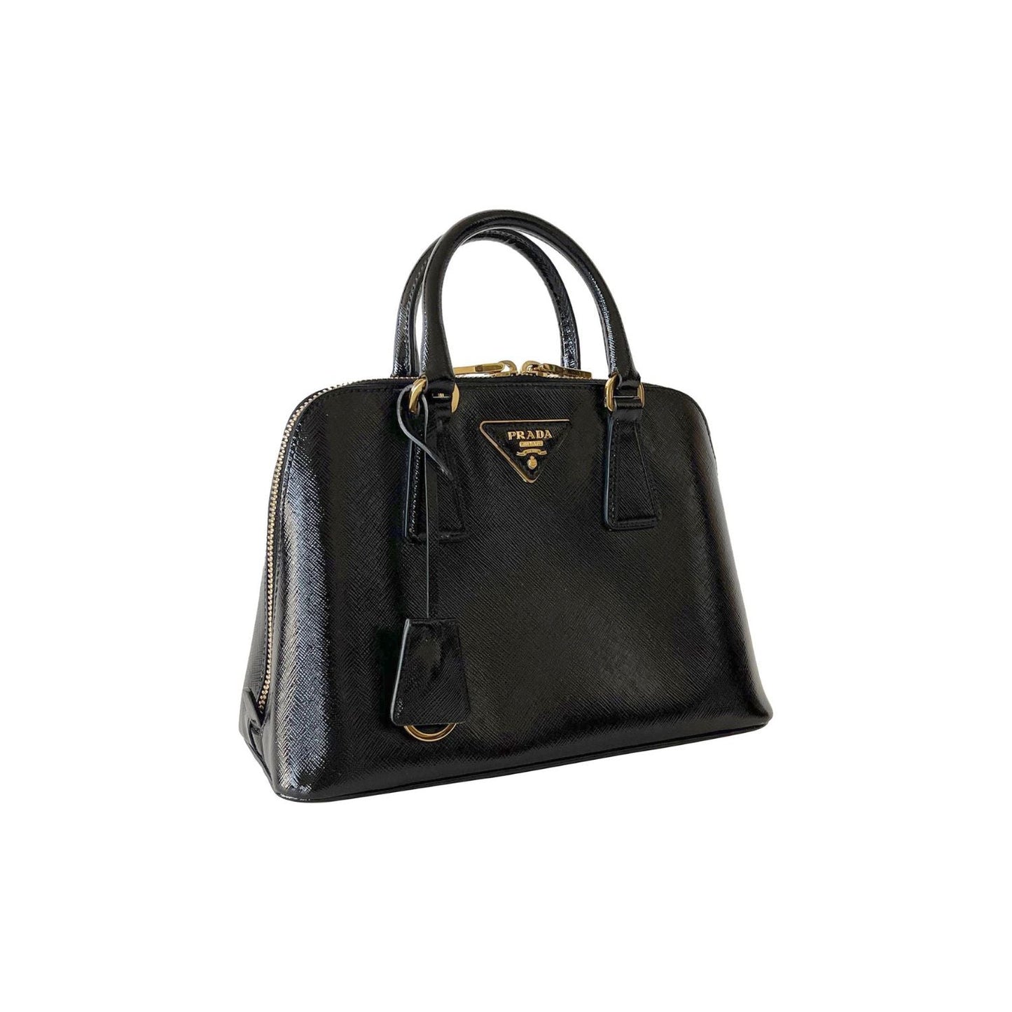 Small Prada Saffiano Vernice Promenade Bag