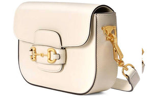 (WMNS) GUCCI Horsebit 1955 Retro Gold Buckle Stripe Webbing Leather Saddle Bag Shoulder Messenger Bag Mini White 658574-18YSG-9068
