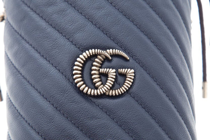 Gucci Navy Marmont Bucket Bag