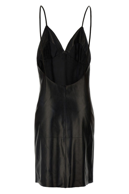 Saint Laurent Women Leather Slip Dress