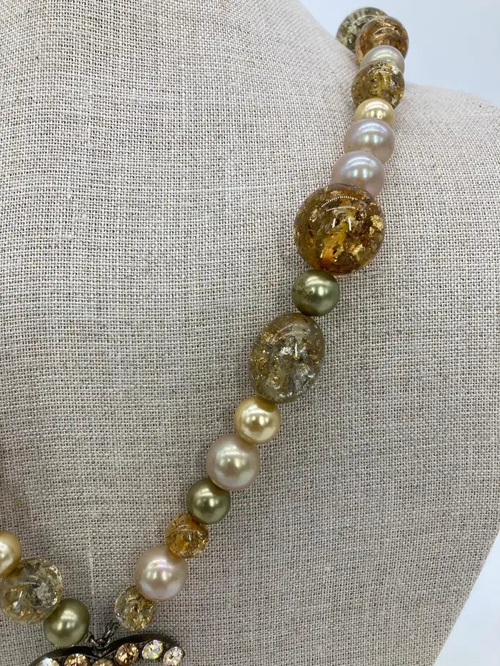 Vintage Chanel Rhinestone Beaded Pearl Necklace