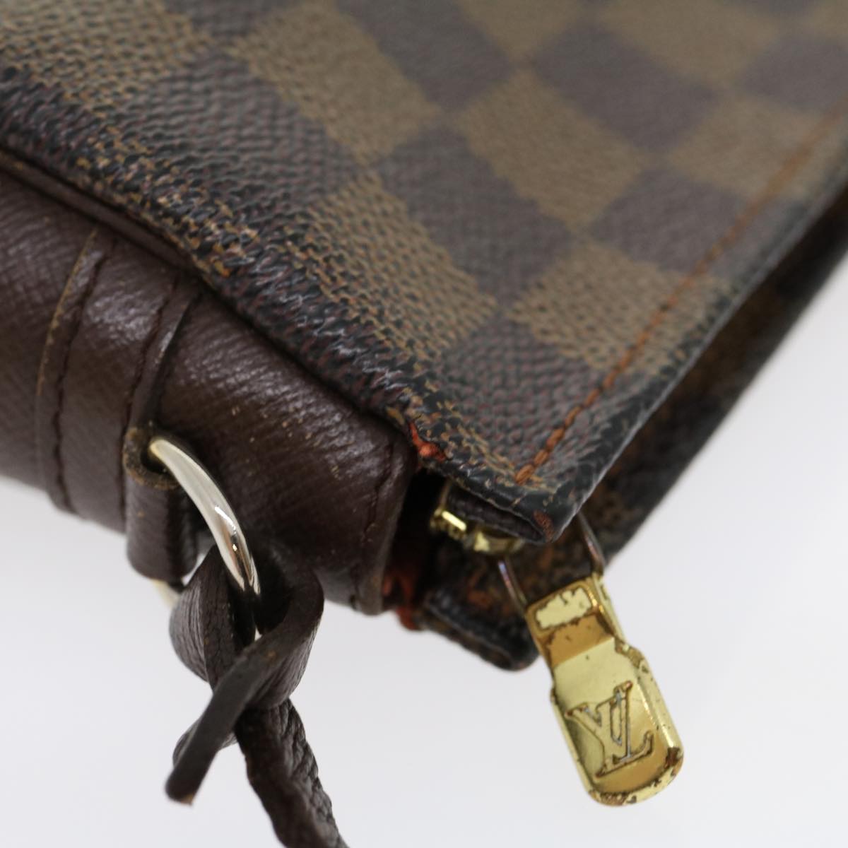 LOUIS VUITTON Damier Ebene Trousse Makeup Hand Pouch N51982 LV Auth 30445