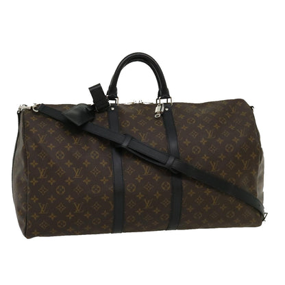 LOUIS VUITTON Monogram Macassar Keepall Bandouliere 55 M56714 Auth 30568A