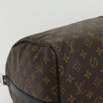 LOUIS VUITTON Monogram Macassar Keepall Bandouliere 55 M56714 Auth 30568A