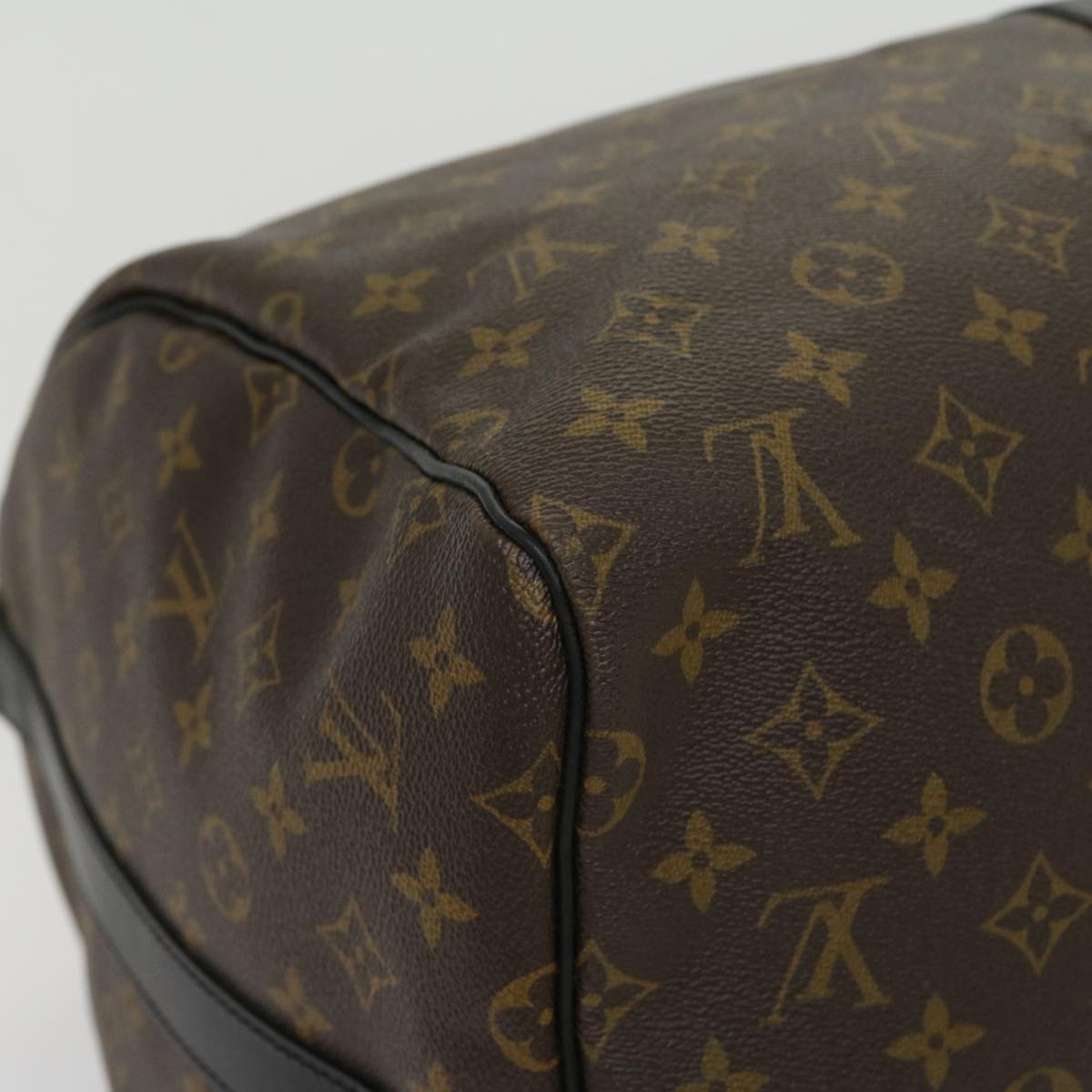 LOUIS VUITTON Monogram Macassar Keepall Bandouliere 55 M56714 Auth 30568A