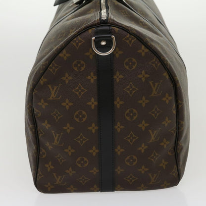 LOUIS VUITTON Monogram Macassar Keepall Bandouliere 55 M56714 Auth 30568A