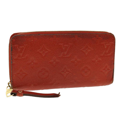 LOUIS VUITTON Monogram Empreinte Zippy Wallet Red M61865 LV Auth 31039