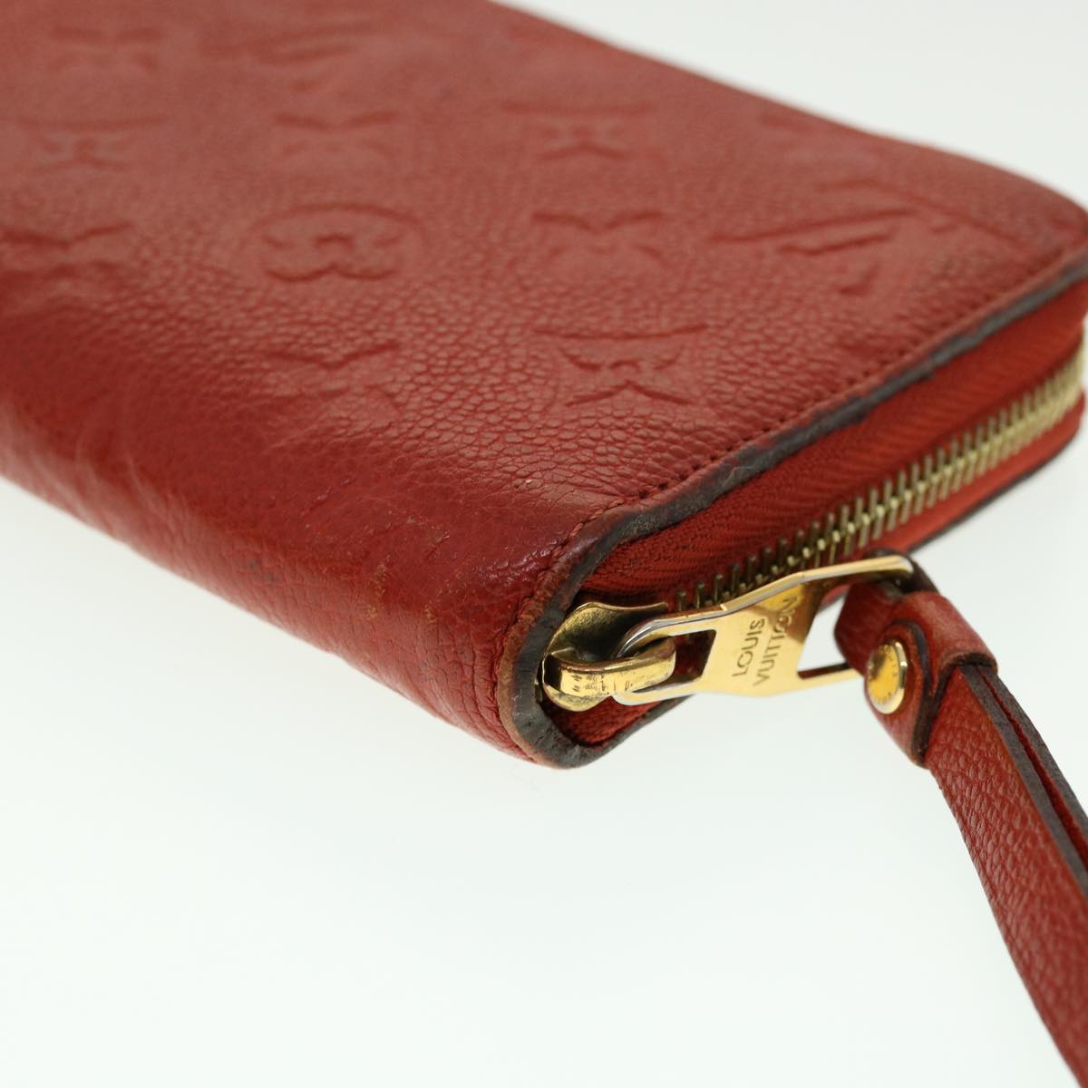 LOUIS VUITTON Monogram Empreinte Zippy Wallet Red M61865 LV Auth 31039