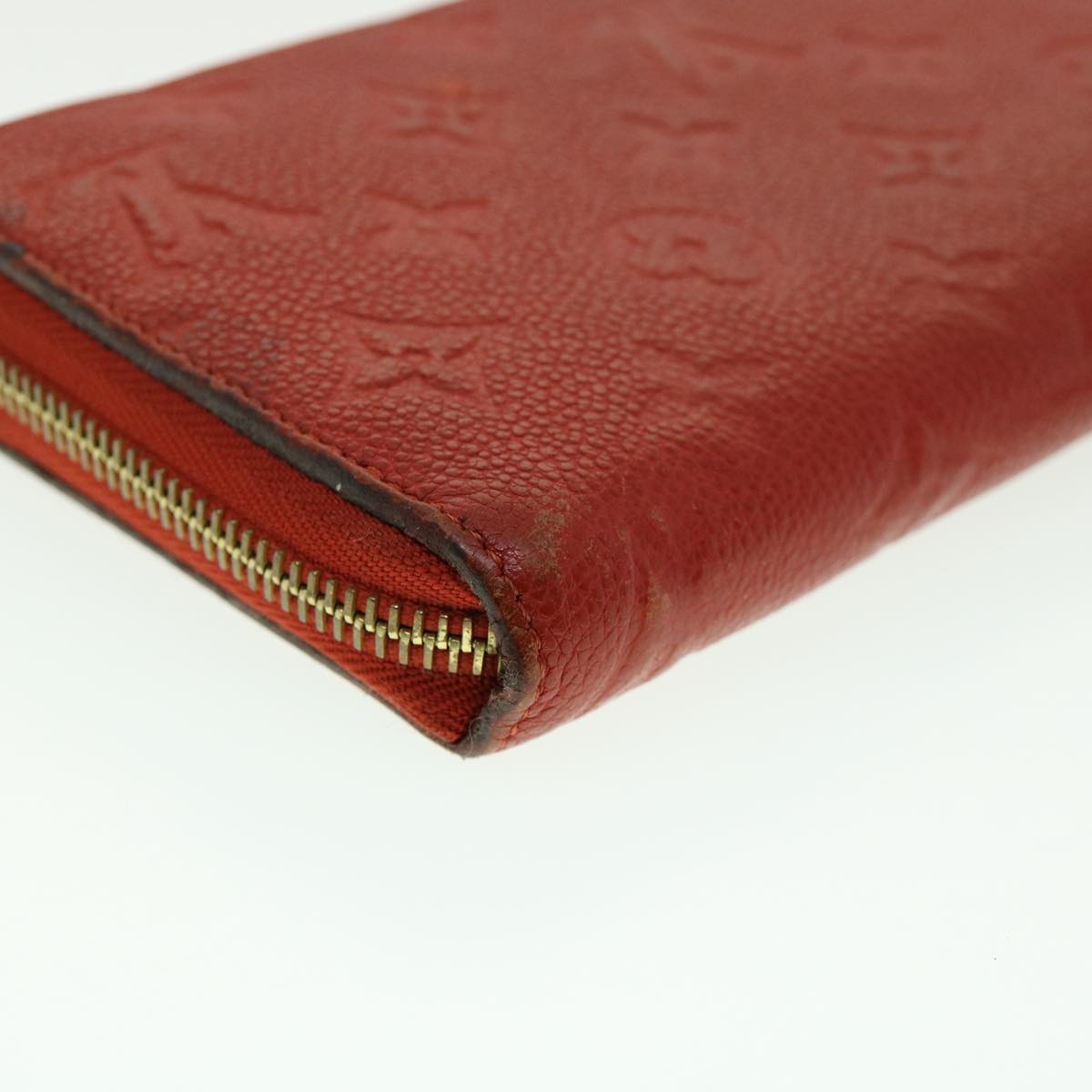 LOUIS VUITTON Monogram Empreinte Zippy Wallet Red M61865 LV Auth 31039