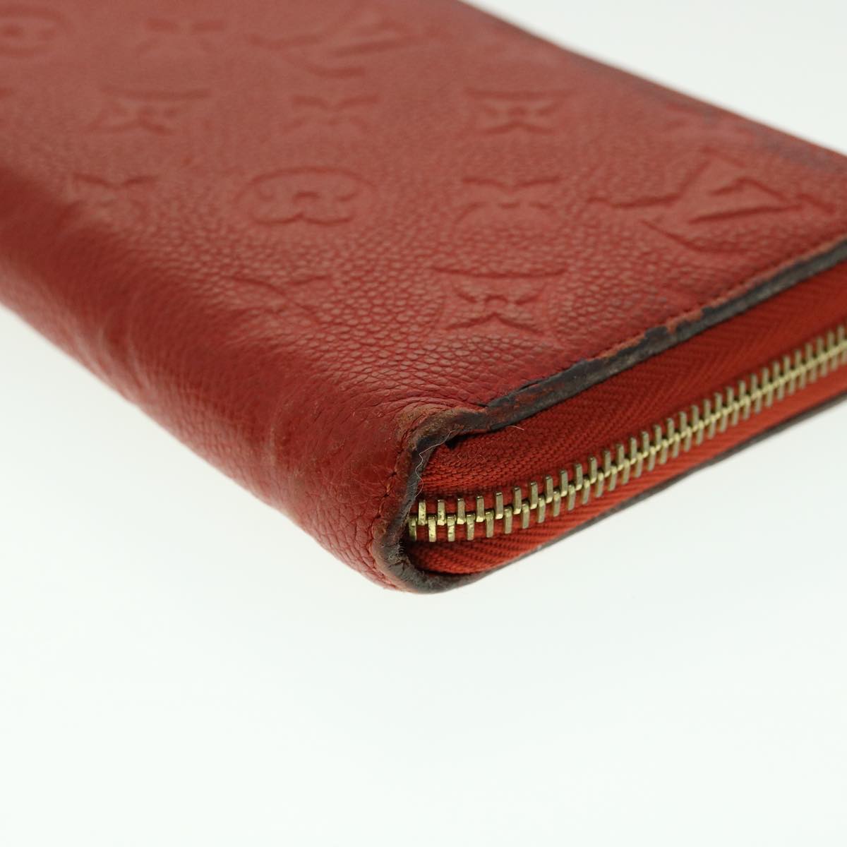 LOUIS VUITTON Monogram Empreinte Zippy Wallet Red M61865 LV Auth 31039