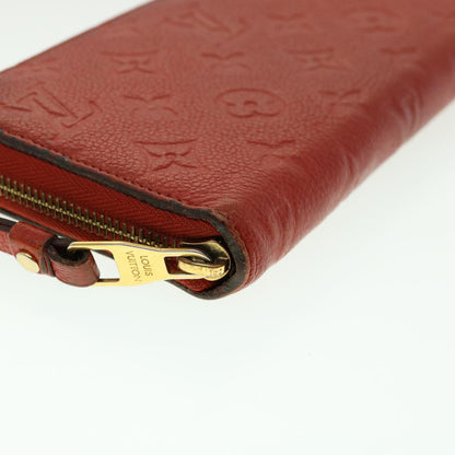 LOUIS VUITTON Monogram Empreinte Zippy Wallet Red M61865 LV Auth 31039