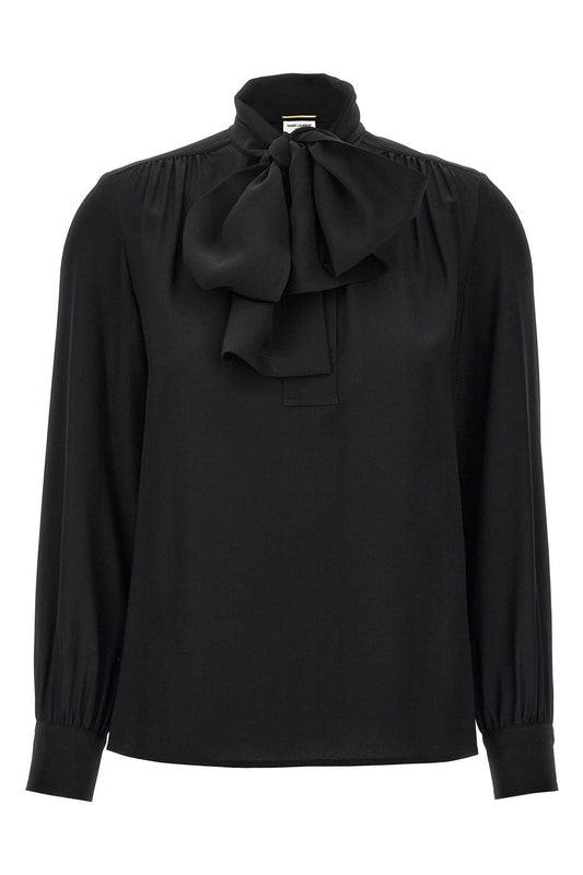 Saint Laurent Women Lavalliere Silk Shirt