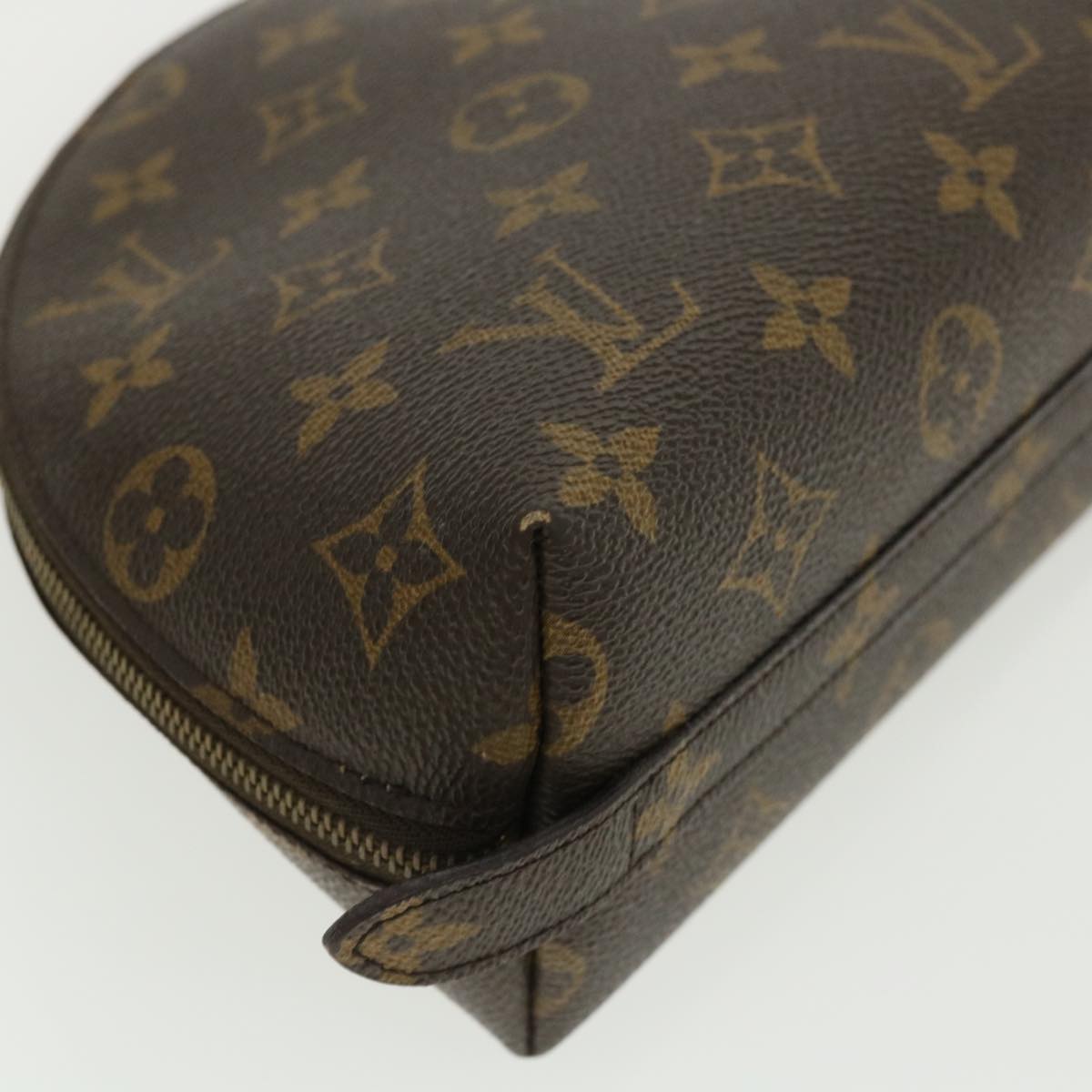 LOUIS VUITTON Monogram Trousse Demi Ronde Cosmetic Pouch M47520 LV Auth 33337