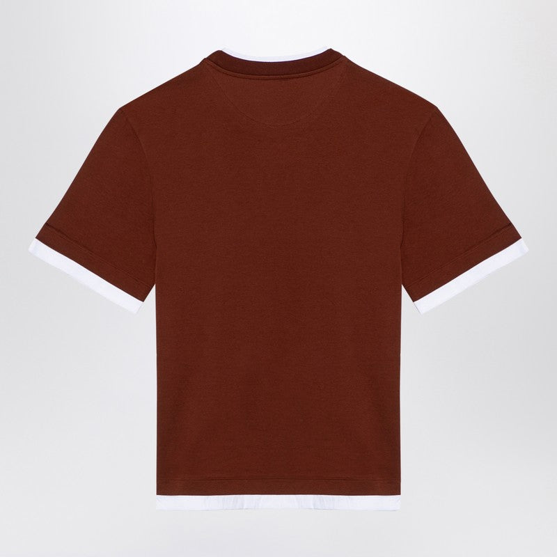 Prada Tobacco-Coloured Cotton Crew-Neck T-Shirt Women