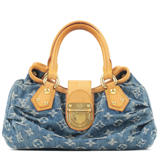 Louis Vuitton Monogram Denim Pleaty Hand Bag Blue M95020