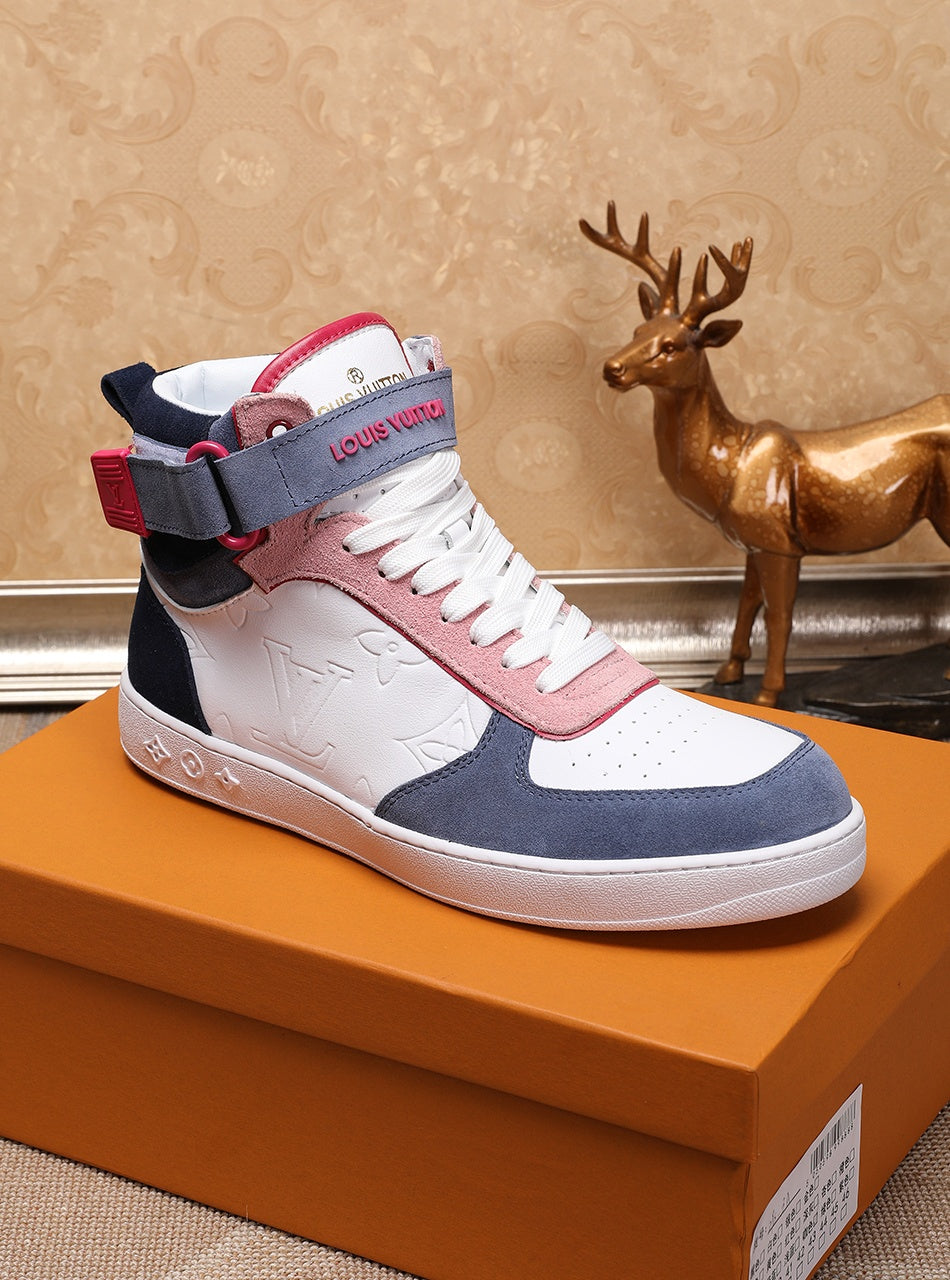 The Bags Vibe - Louis Vuitton Rivoli High Pink Blue White Sneaker