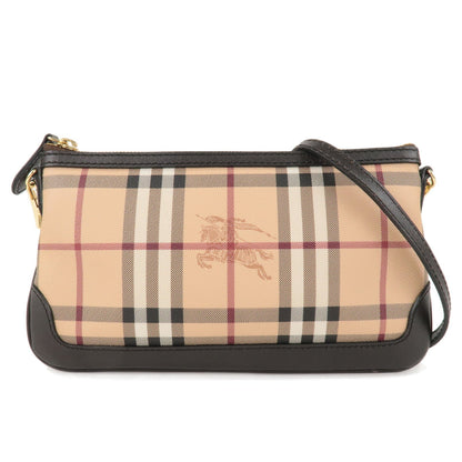 BURBERRY Nova Plaid PVC Leather Shoulder Bag Beige Brown