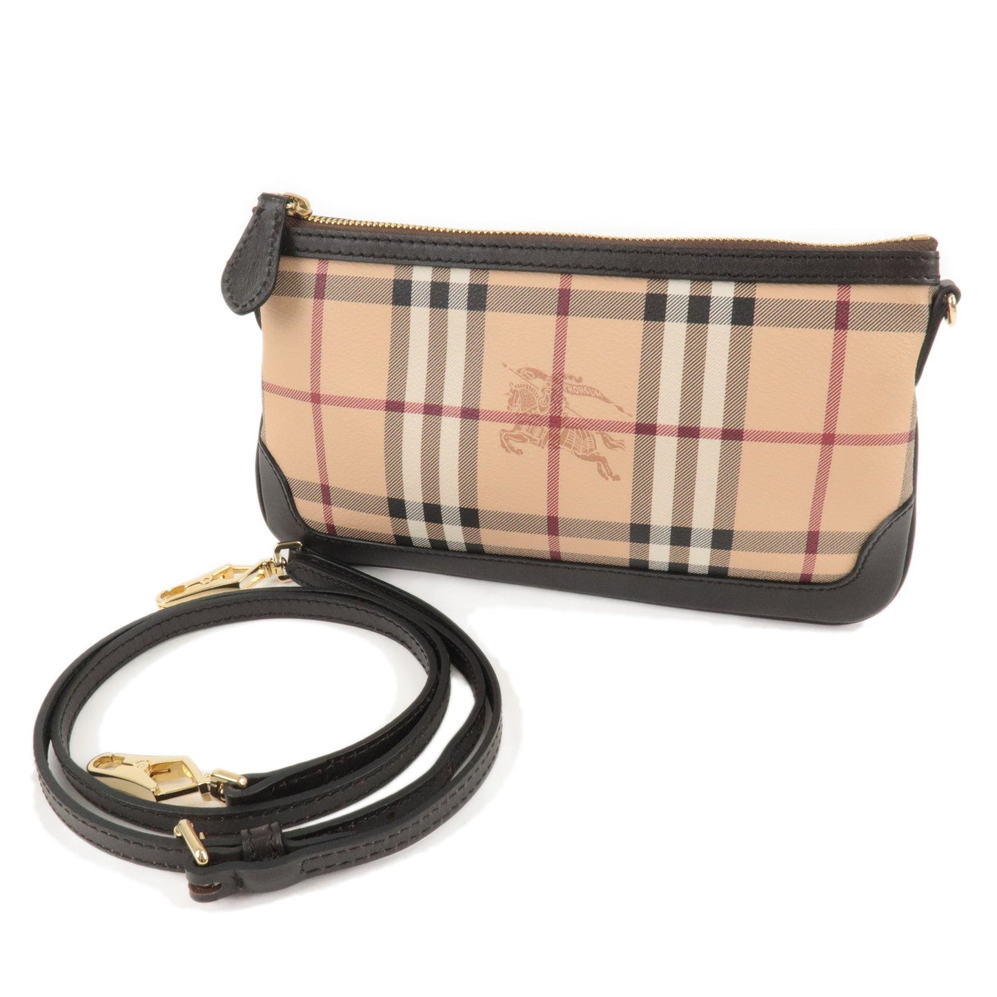 BURBERRY Nova Plaid PVC Leather Shoulder Bag Beige Brown