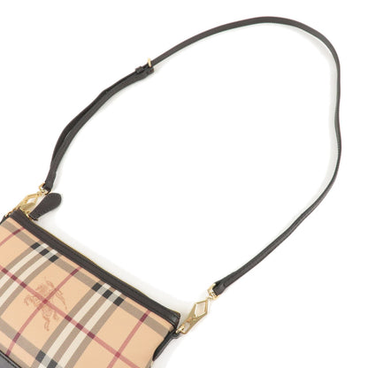 BURBERRY Nova Plaid PVC Leather Shoulder Bag Beige Brown