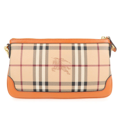 BURBERRY Nova Plaid PVC Leather Shoulder Bag Beige Orange 3888914