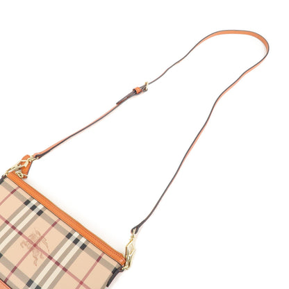 BURBERRY Nova Plaid PVC Leather Shoulder Bag Beige Orange 3888914