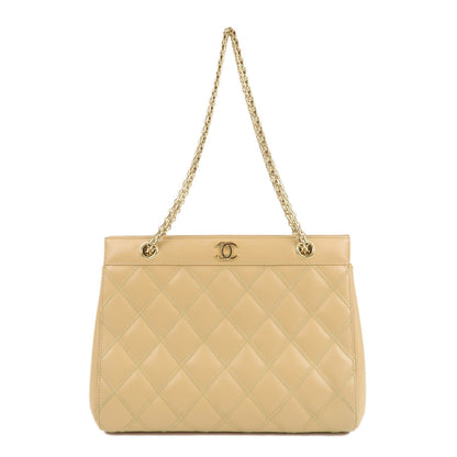 CHANEL Matelasse Ultra Stitch Lamb Skin 2.55 Tote Chain Bag Beige