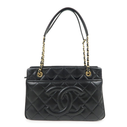 CHANEL Matelasse Caviar Skin Chain Tote Bag Black A67294