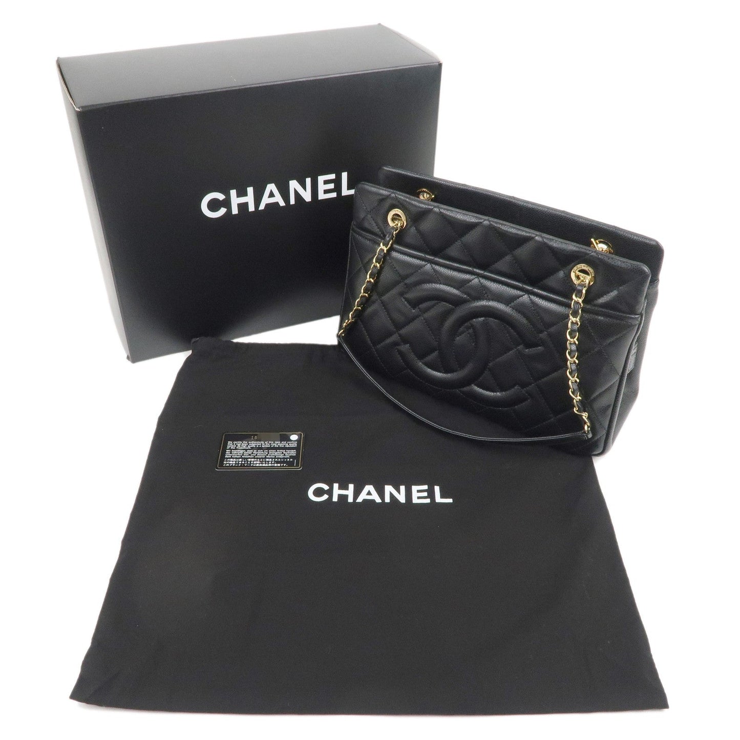 CHANEL Matelasse Caviar Skin Chain Tote Bag Black A67294