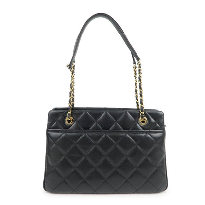 CHANEL Matelasse Caviar Skin Chain Tote Bag Black A67294