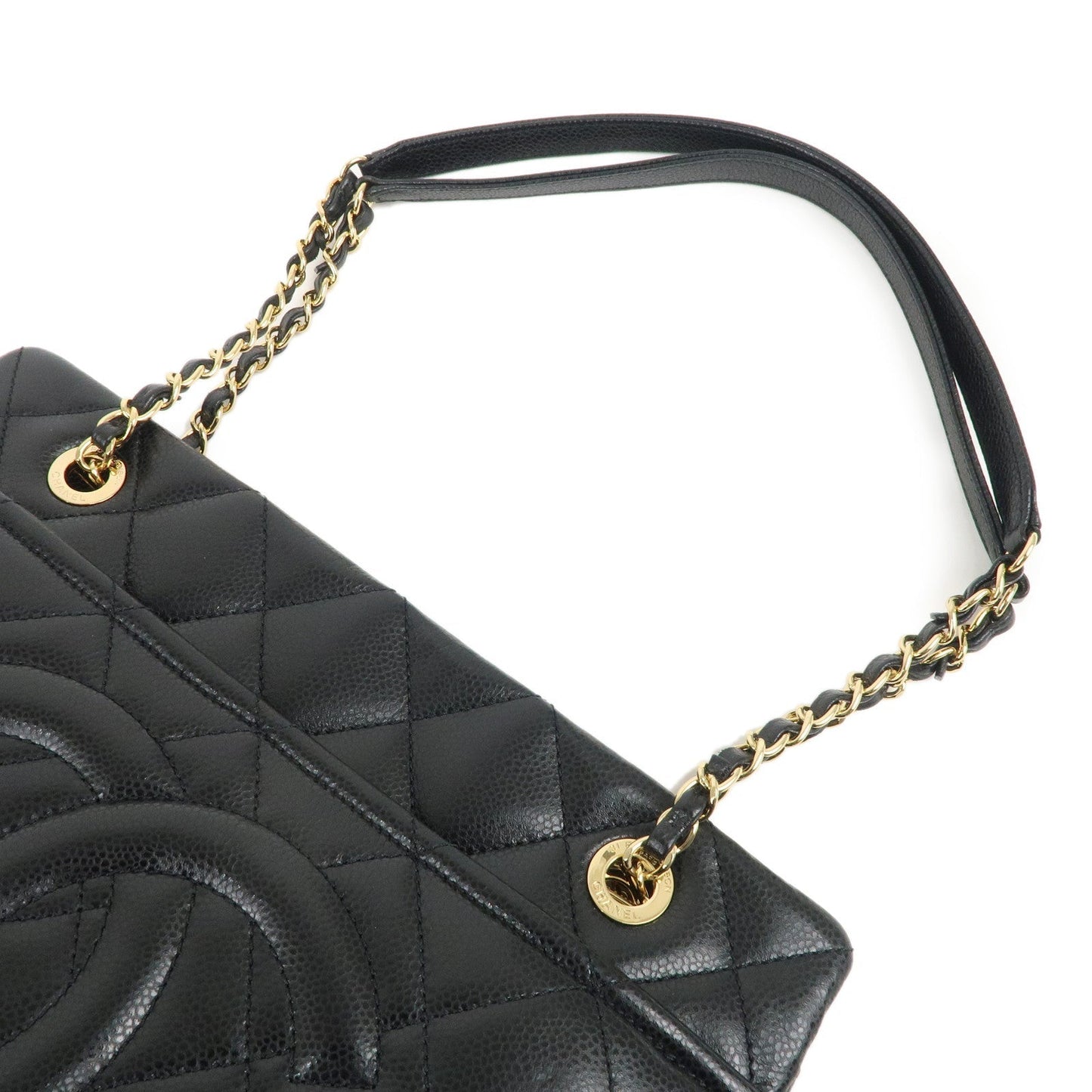 CHANEL Matelasse Caviar Skin Chain Tote Bag Black A67294