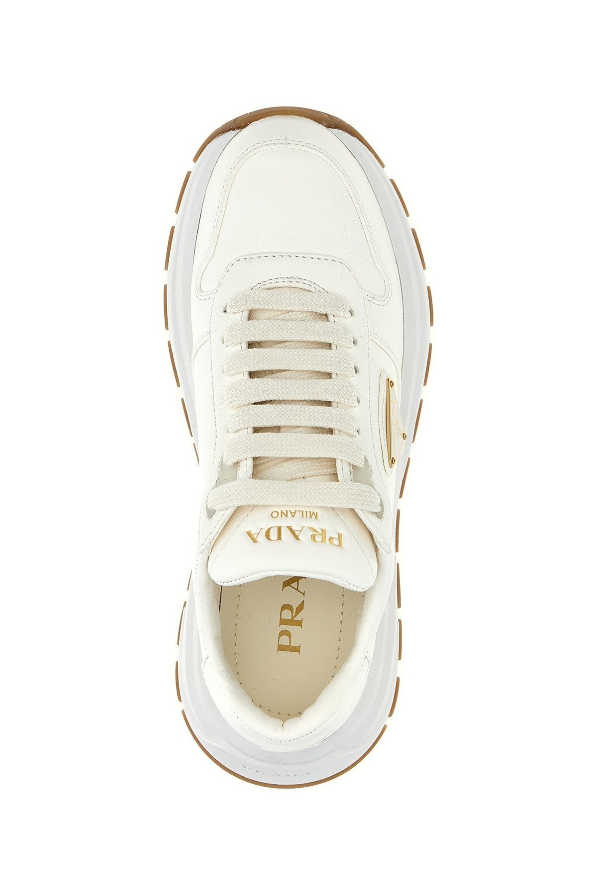 Prada Women Logo Leather Sneakers