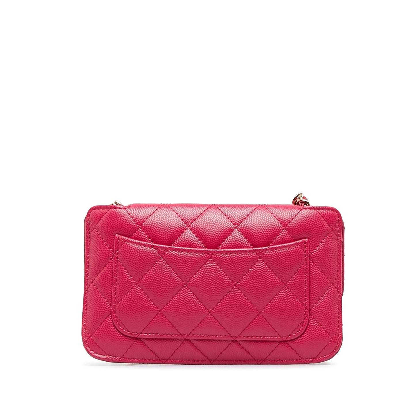 Pink Chanel Quilted Caviar Foldable Printed Fabric Tote with Chain