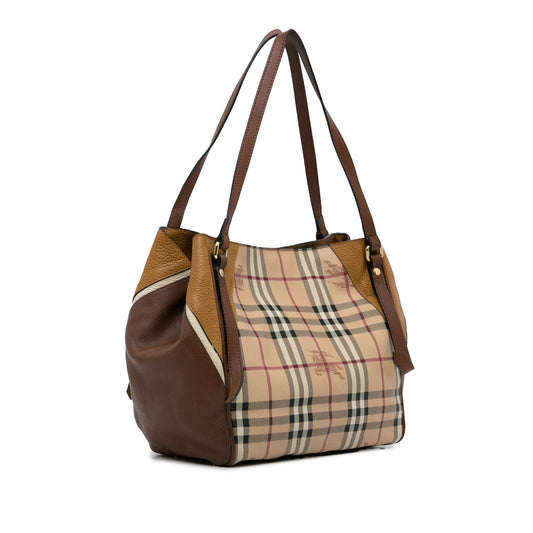 Tan Burberry Haymarket Check Canterbury Tote