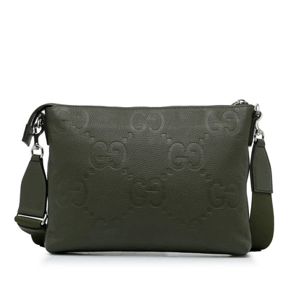 Gucci Messenger Bag Medium Green Jumbo GG Embossed