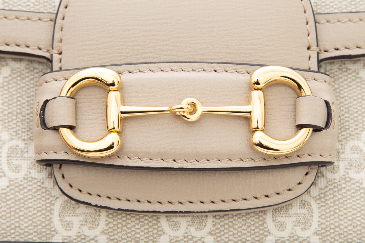 Gucci Taupe GG Horsebit Handbag