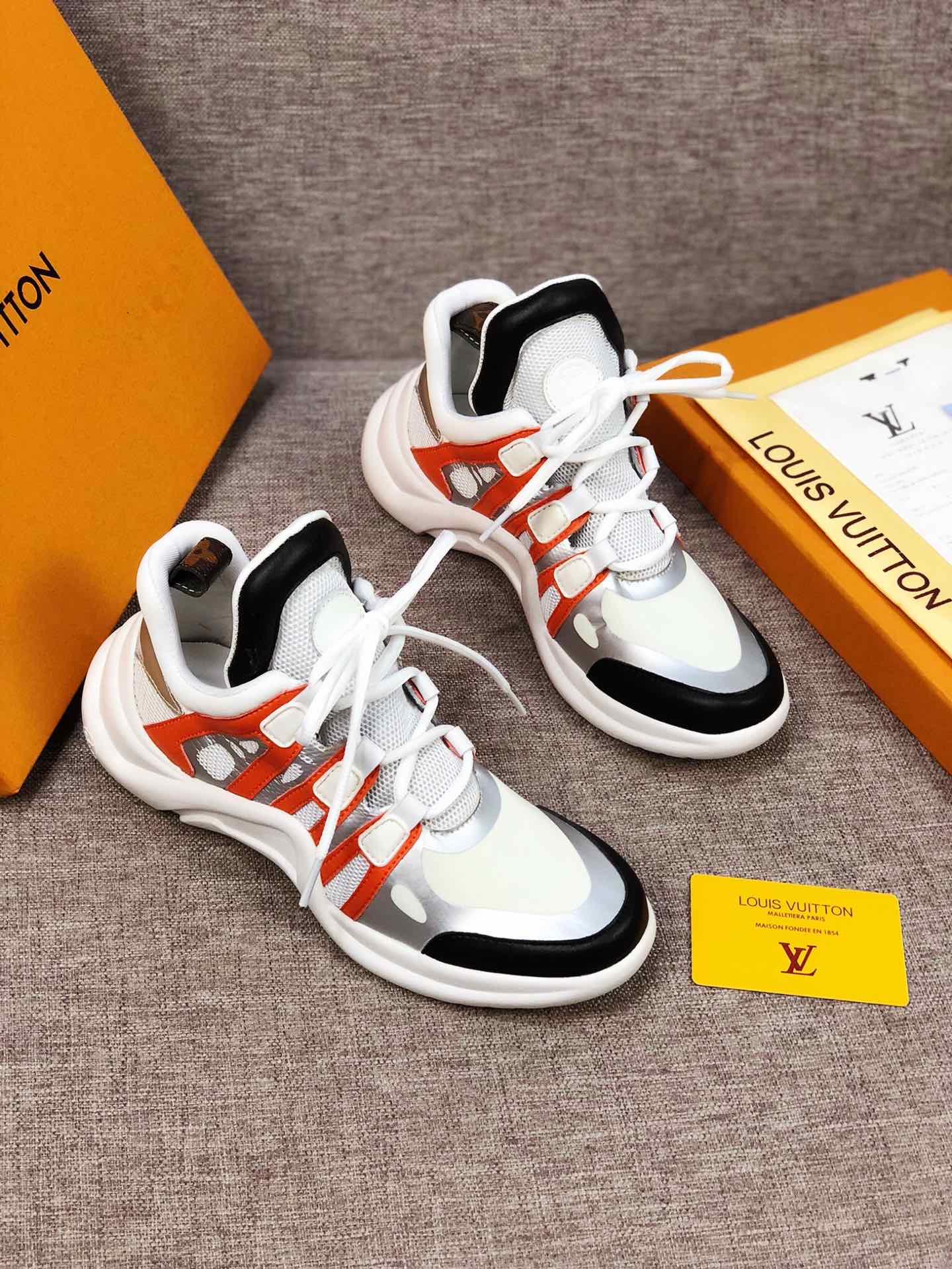 The Bags Vibe - Louis Vuitton Archlight White Black Orange Sneaker