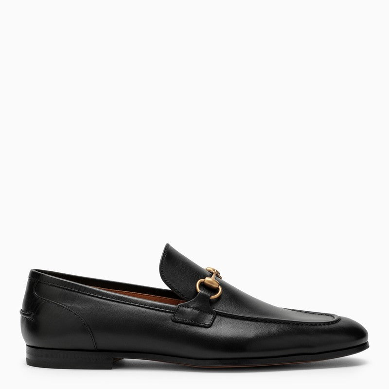 Gucci Black Leather Jordaan Loafers Men